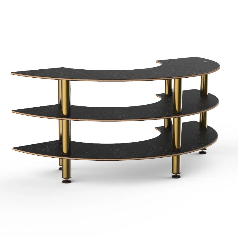 Steelite MGCMSX01MBXF 81" Configurable Buffet Table, 3-Tier, 41"D x 35"H, Nero Marquina Marble BHP Laminate Top