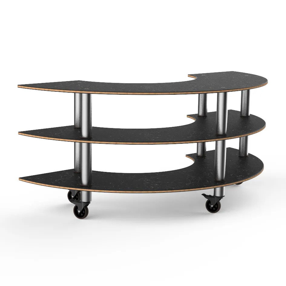 Steelite MGCMSX01MSXW 81" Modular Buffet Table, 3-Tier, 41"D x 35"H, Nero Marquina Marble BHP Laminate Top