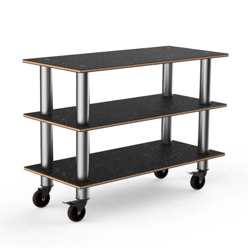 Steelite MGCMSX02MSXW 3-Tier Configurable Buffet Table, 47" x 21" x 35"H, Nero Marquina Marble BHP Laminate Top