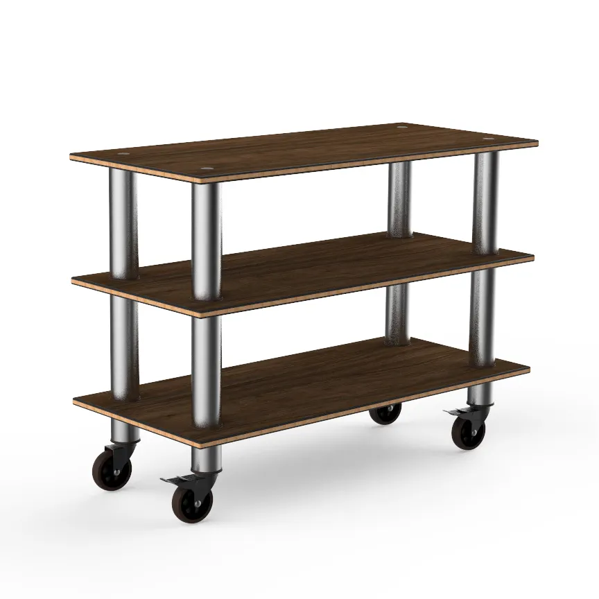 Steelite MGCMSX02WSXW 3-Tier Buffet Table, 47" x 21" x 35"H, Bengali Mango Wood BHP Laminate Top