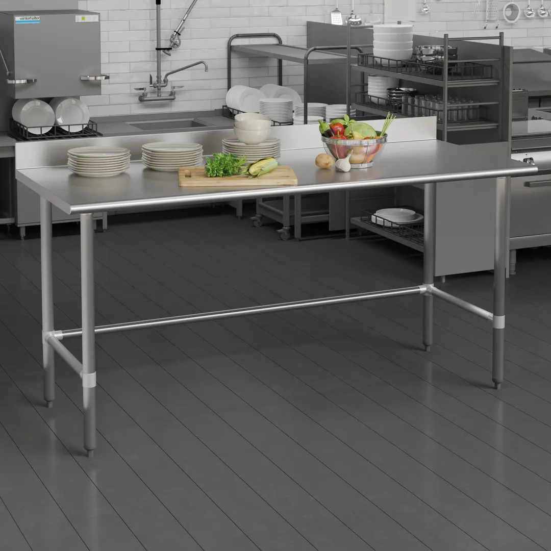 Flash Furniture NH-WT-3072-OG-B4-GG Steel Top Work Table