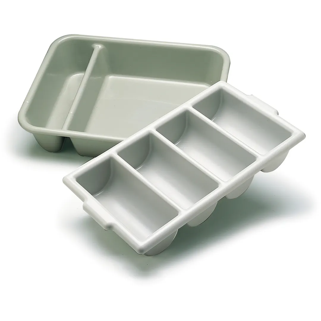 Carlisle 107123 Save-All Silverware Tray, 4 Compartments, 21.25L x 11.5W x 3.75H, Gray Polyethylene