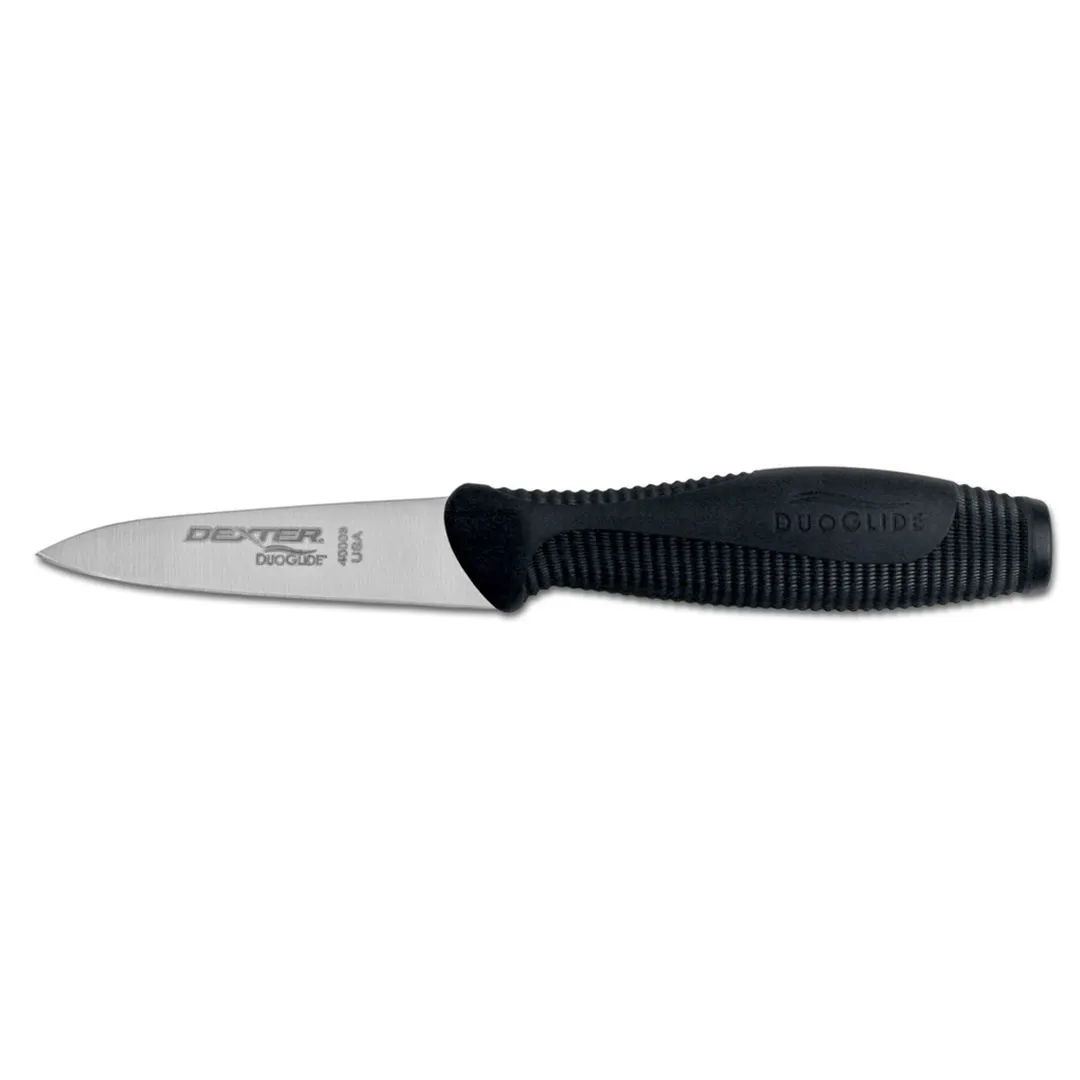 Dexter DEX-40003 Paring Knife, 3" Spear‑Point Blade, Black Handle, Stainless Steel, Made in USA