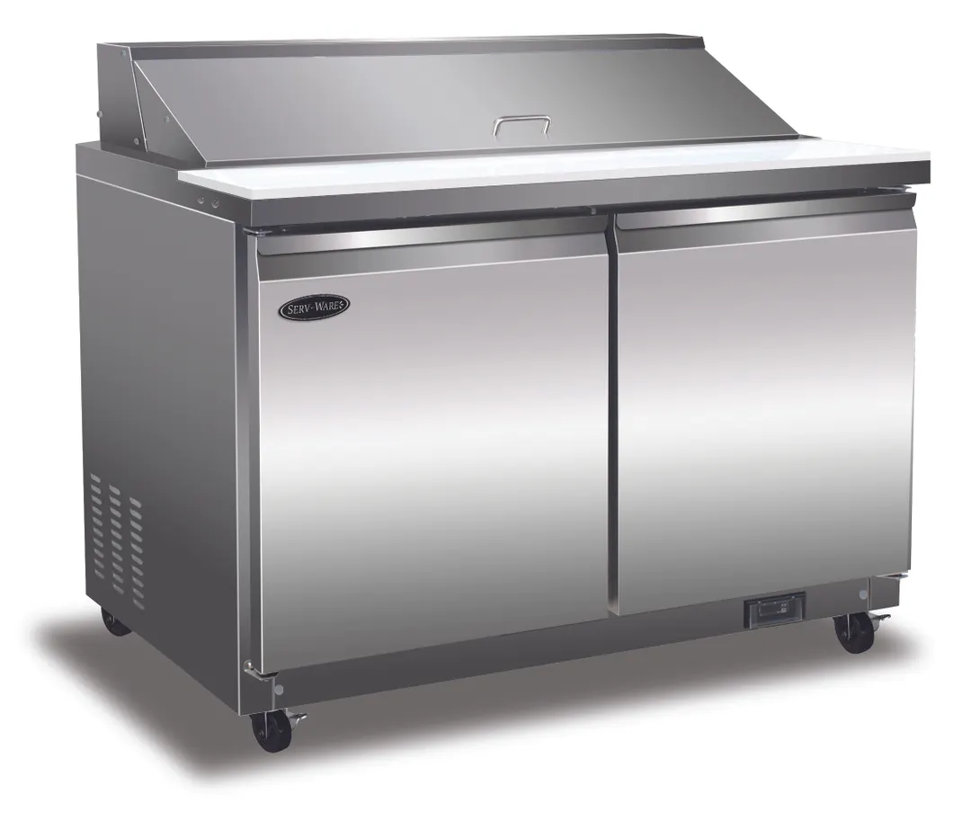 Serv-Ware SP48-18M-HC-T 48" 2-Door Mega Top Sandwich and Salad Prep Table, 18 Pans