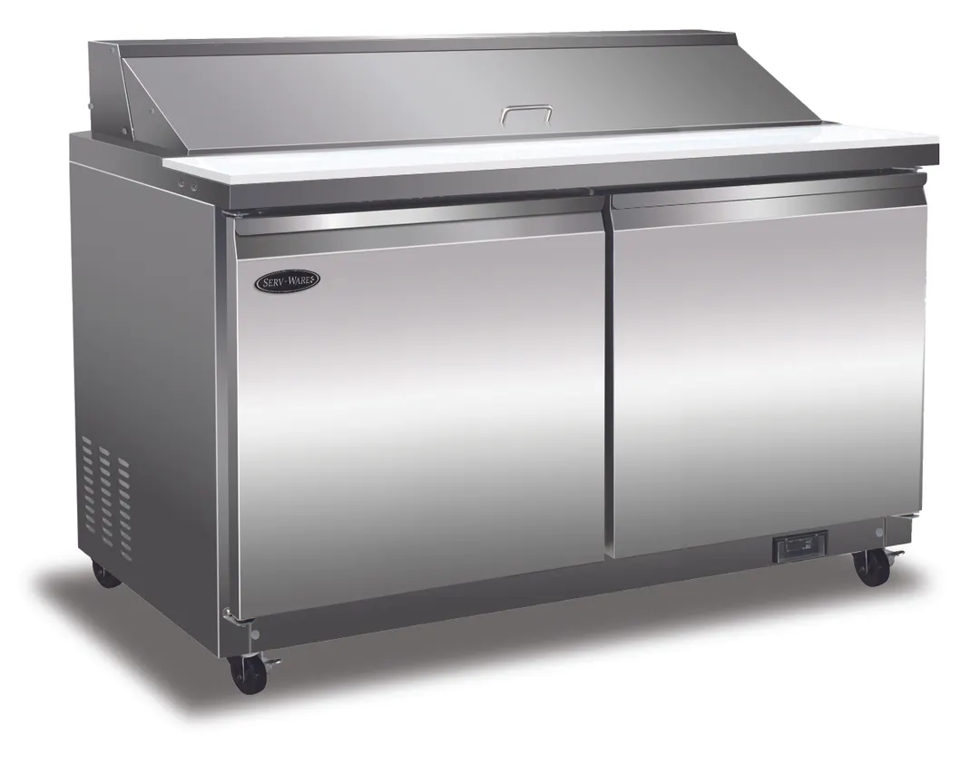 Serv-Ware SP60-16-HC-T 61" 2-Door Sandwich and Salad Prep Table, 16 Pans