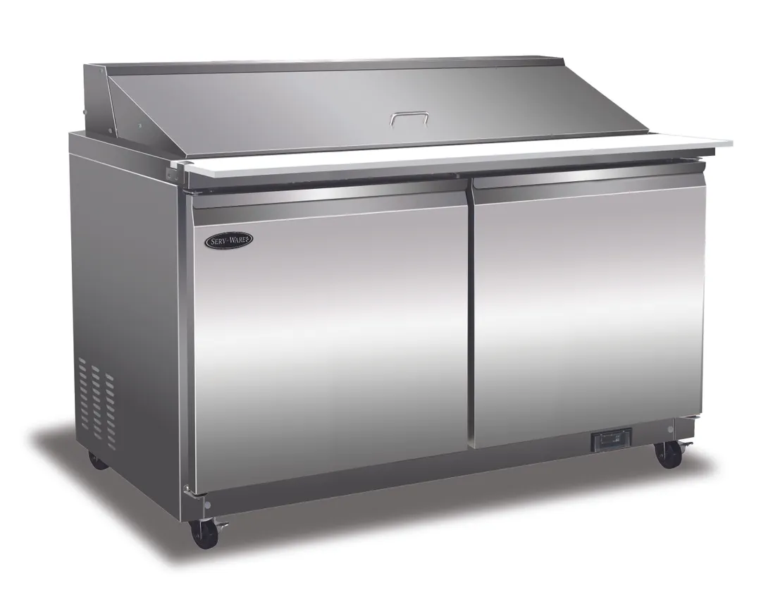 Serv-Ware SP60-24M-HC-T 61" 2-Door Mega Top Sandwich and Salad Prep Table, 24 Pans