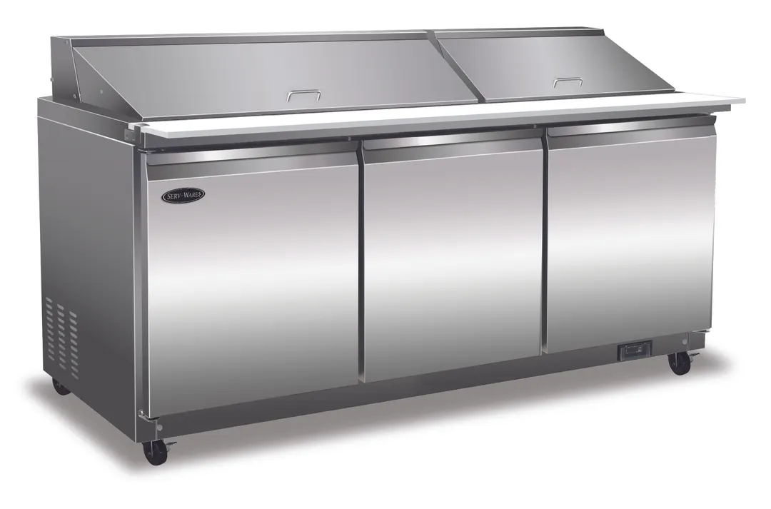 Serv-Ware SP72-30M-HC-T 72" 3-Door Mega Top Sandwich and Salad Prep Table, 30 Pans