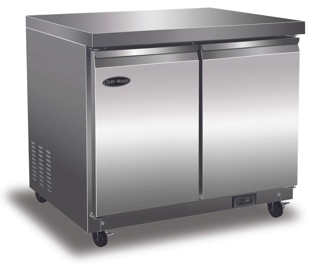 Serv-Ware UCF-36-HC-T 36" 2-Door Undercounter Freezer, Stainless Steel, 7.7 cu. ft., 115V, 1/2 HP