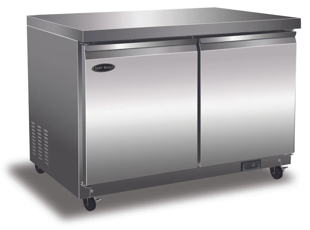Serv-Ware UCF-48-HC-T 48" 2-Door Undercounter Freezer, Stainless Steel, 12 cu. ft., -10°F to 10°F