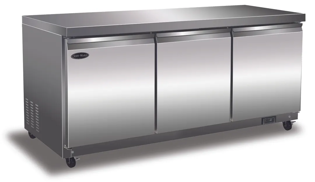 Serv-Ware UCR-72-HC-T 72" 3-Door Undercounter Refrigerator, Stainless Steel Exterior, 18 cu. ft.