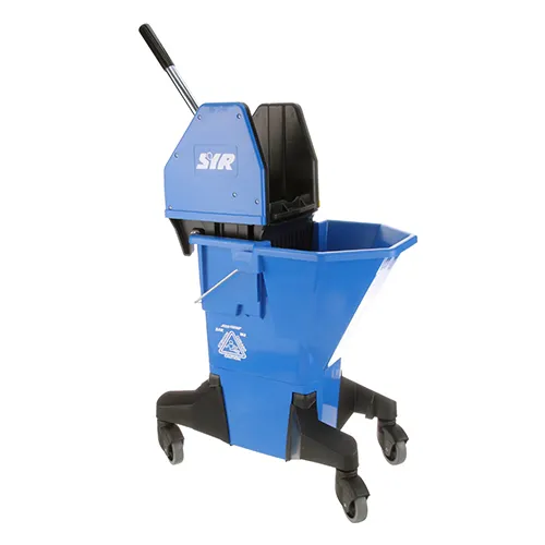 AllPoints 1591099 Mop Bucket with Yellow Wringer, 26 Qt Plastic, Blue Finish - 1/Each