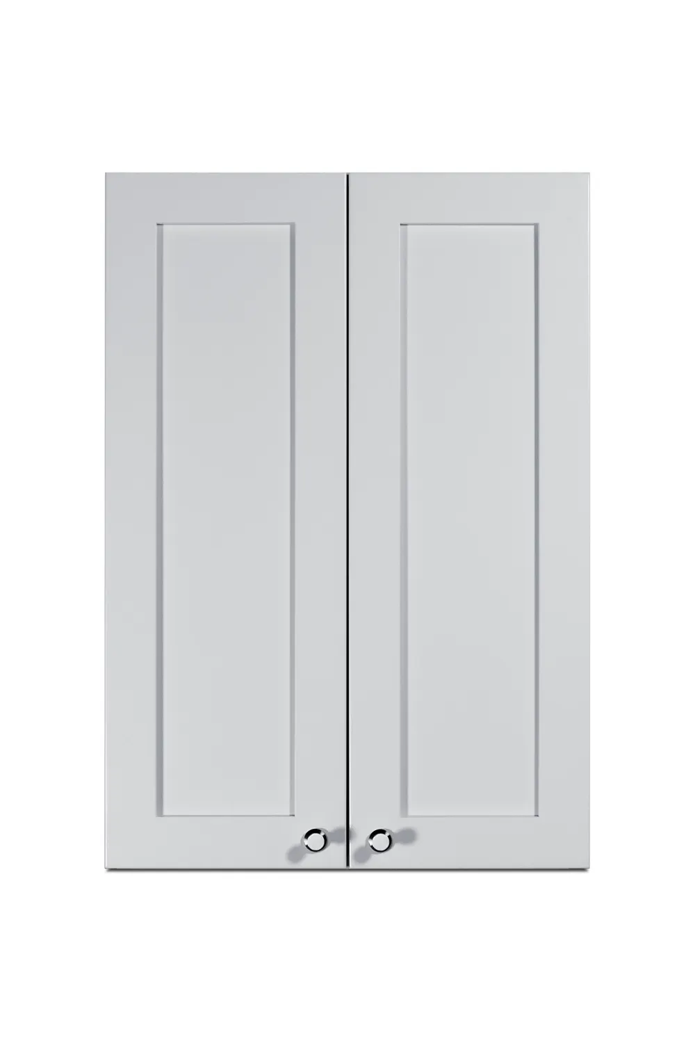 Summit CABWH2130 21"W Wall-Mounted Cabinet, Clean White Finish, Hinged French Doors, Soft-Close, 6-Way Adjustable Hinging, Brushed Nickel Knob