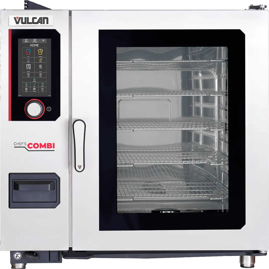 Vulcan CHEF-102E-GRB-L Full Size 10 Pan Electric Combi Oven w/ Digital Controls, Automatic Grease Removal, 208V