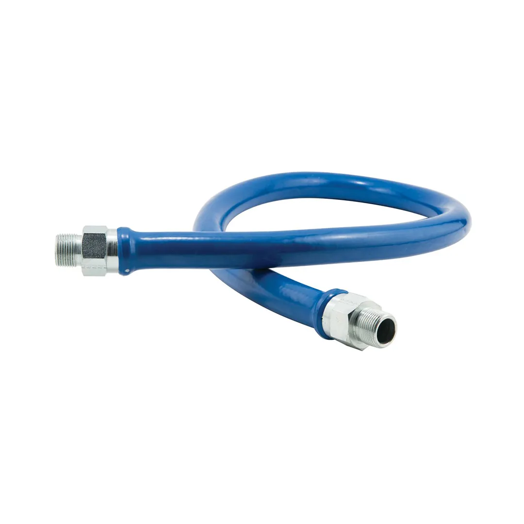 Dormont 16100BPV48BXFT 48" Blue Hose Food Truck Grade Gas Connector Kit w/ (2) Elbows, 1" Dia.