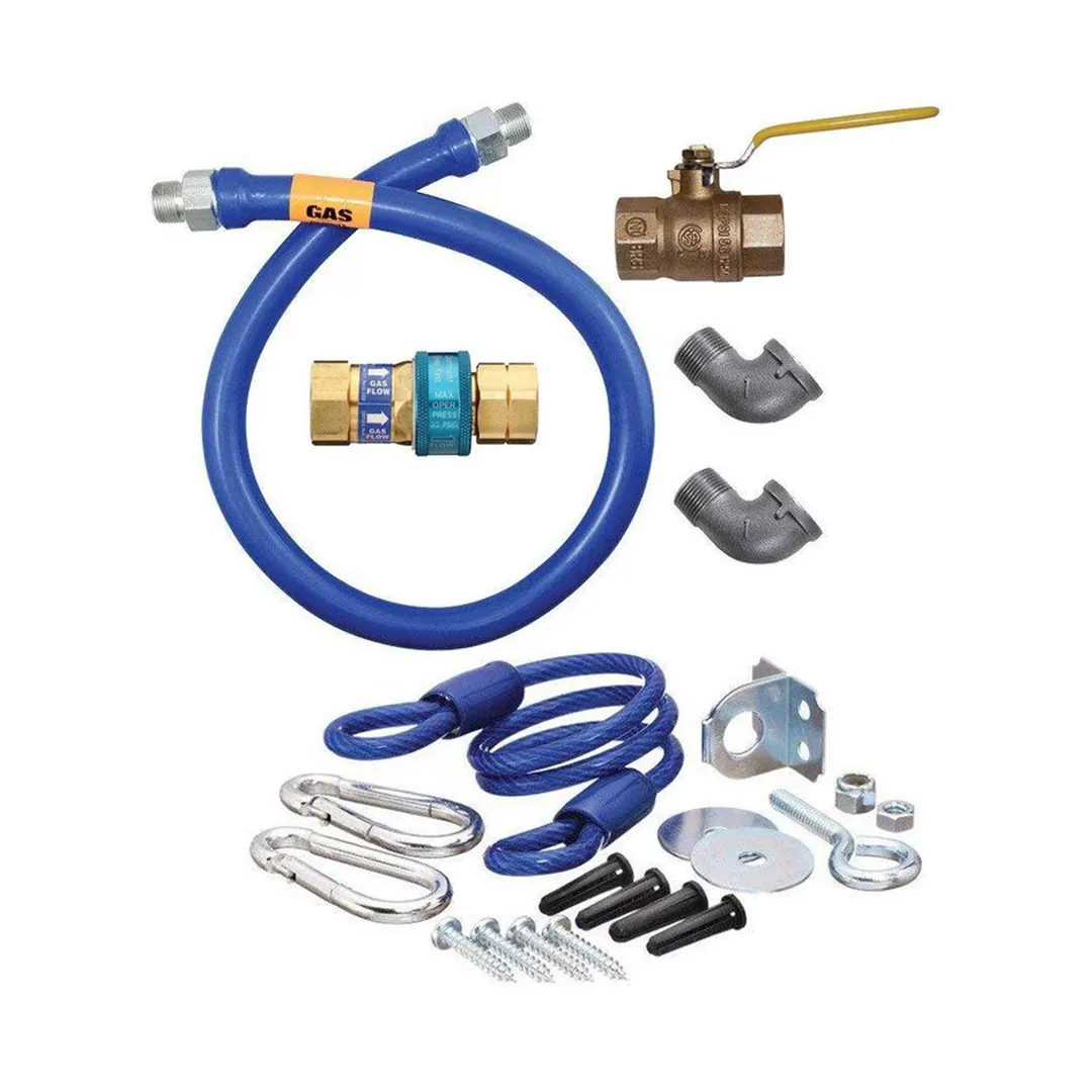 Dormont 16100KIT24 Deluxe SnapFast 24" Gas Connector Kit w/ Two Elbows, Restraining Cable, 1" Dia.