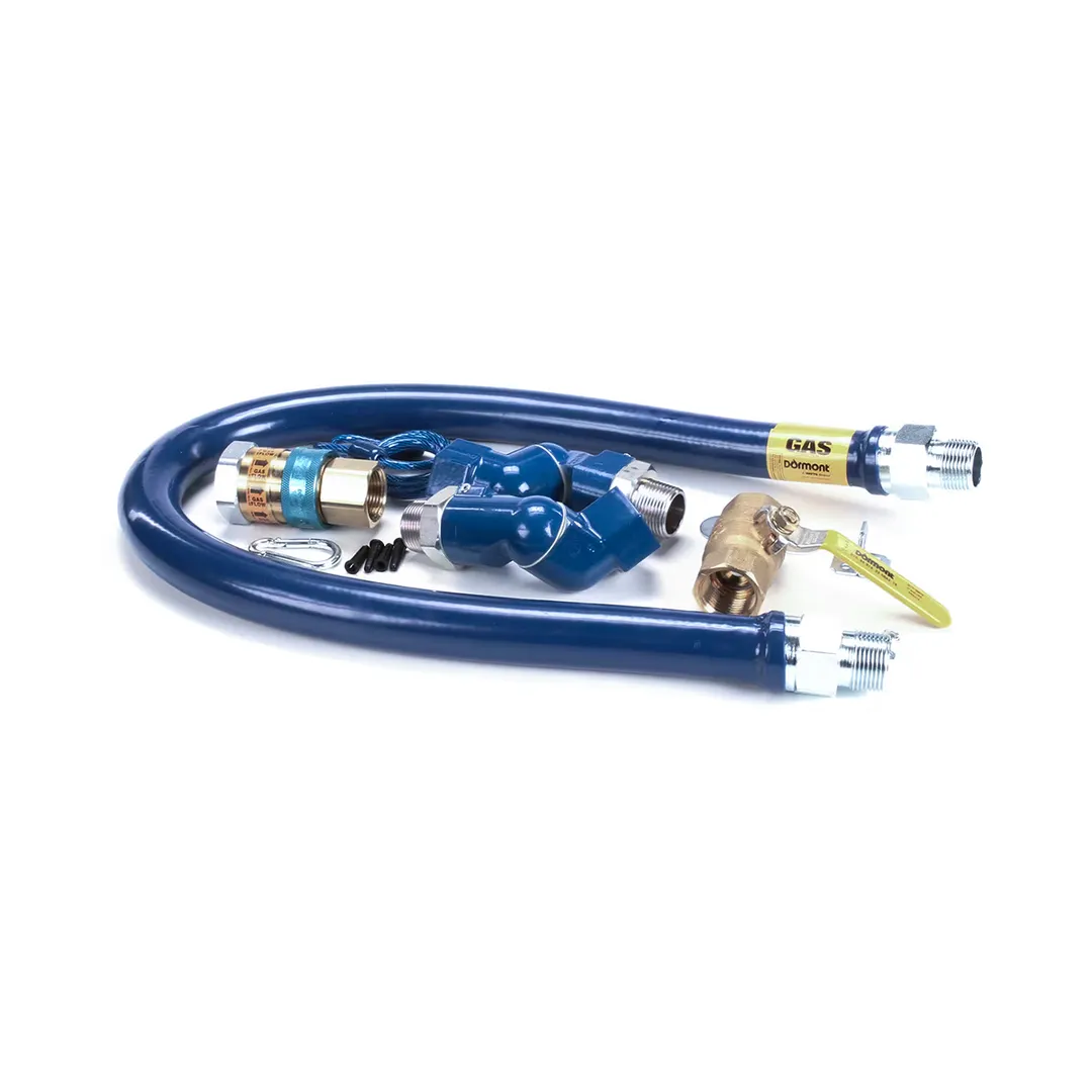 Dormont 16100KIT2S48 Deluxe SnapFast 48" Gas Connector Kit w/ Two Swivels, Restraining Cable, 1" Dia.