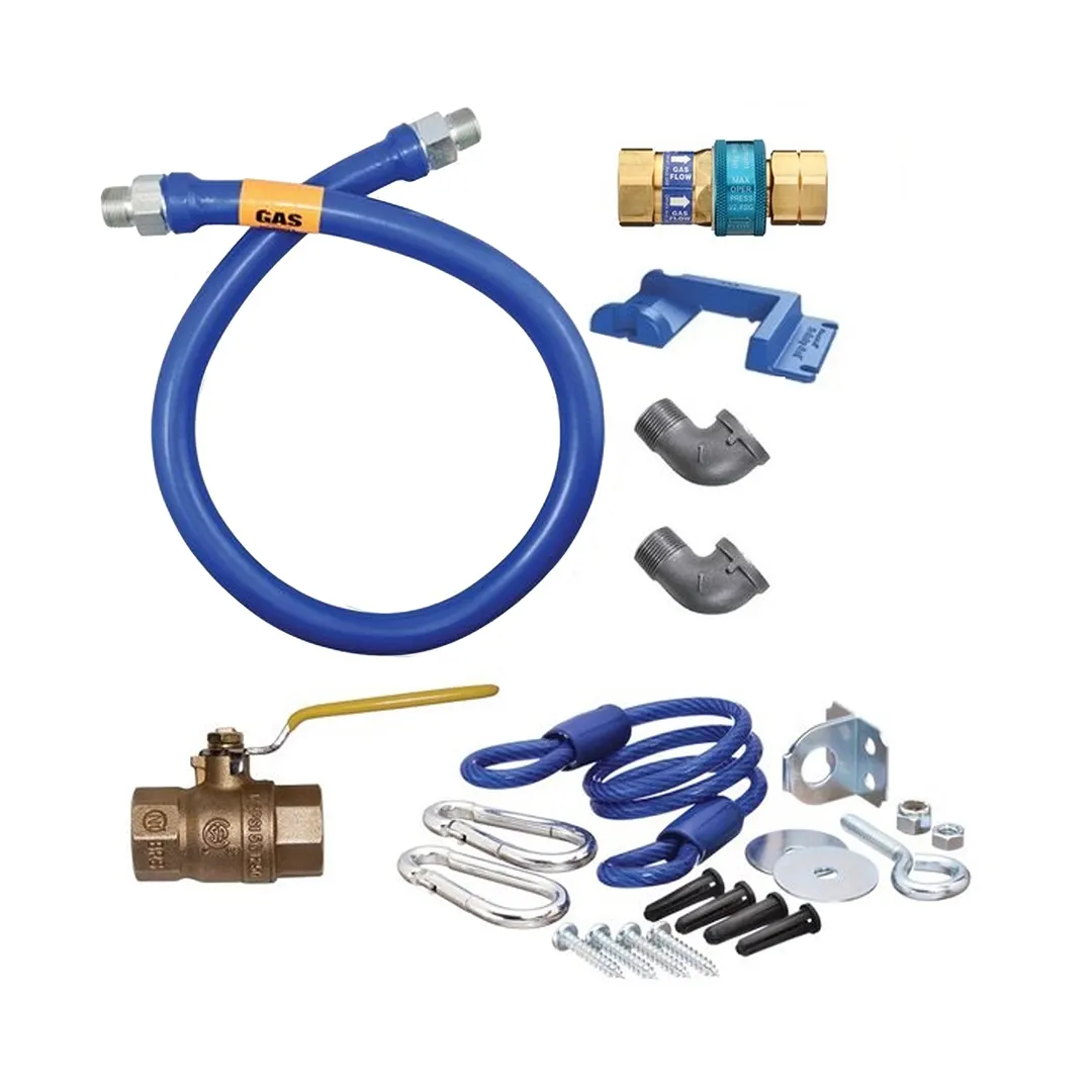 Dormont 16100KIT60PS Deluxe SnapFast 60" Gas Connector Kit w/ Two Elbows, Safety Set, 1" Dia.