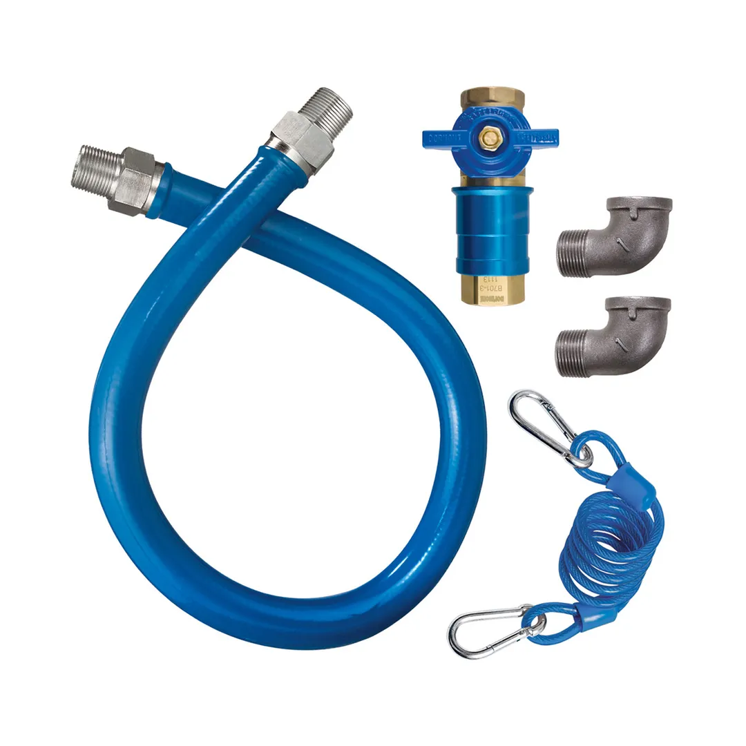 Dormont 16100KITCF72 Deluxe Safety Quik 72" Gas Connector Kit w/ Two Elbows, Restraining Cable, 1" Dia.