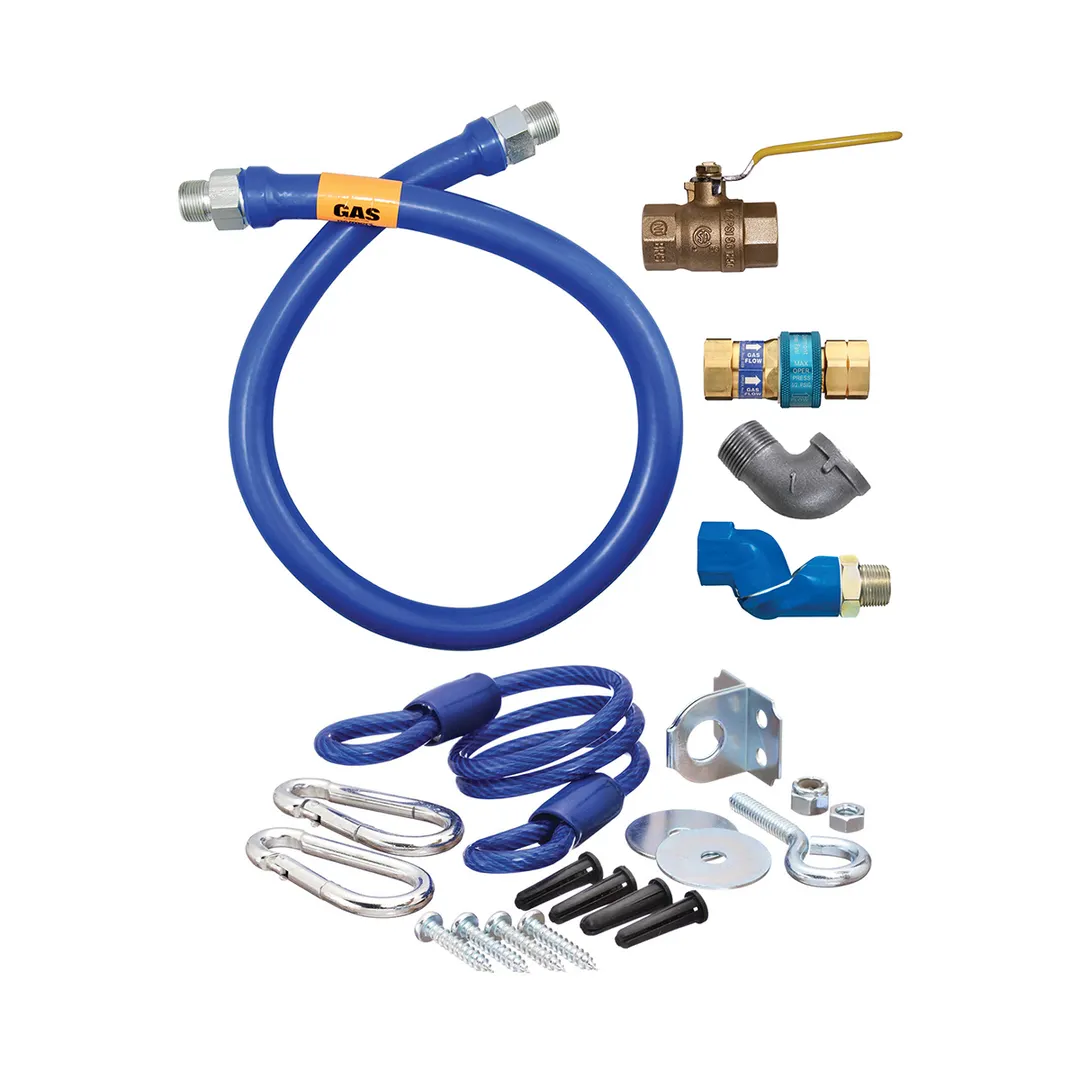 Dormont 16100KITS60 Deluxe SnapFast 60" Moveable Gas Connector Kit w/ Swivel MAX, Elbow, 1" Dia.