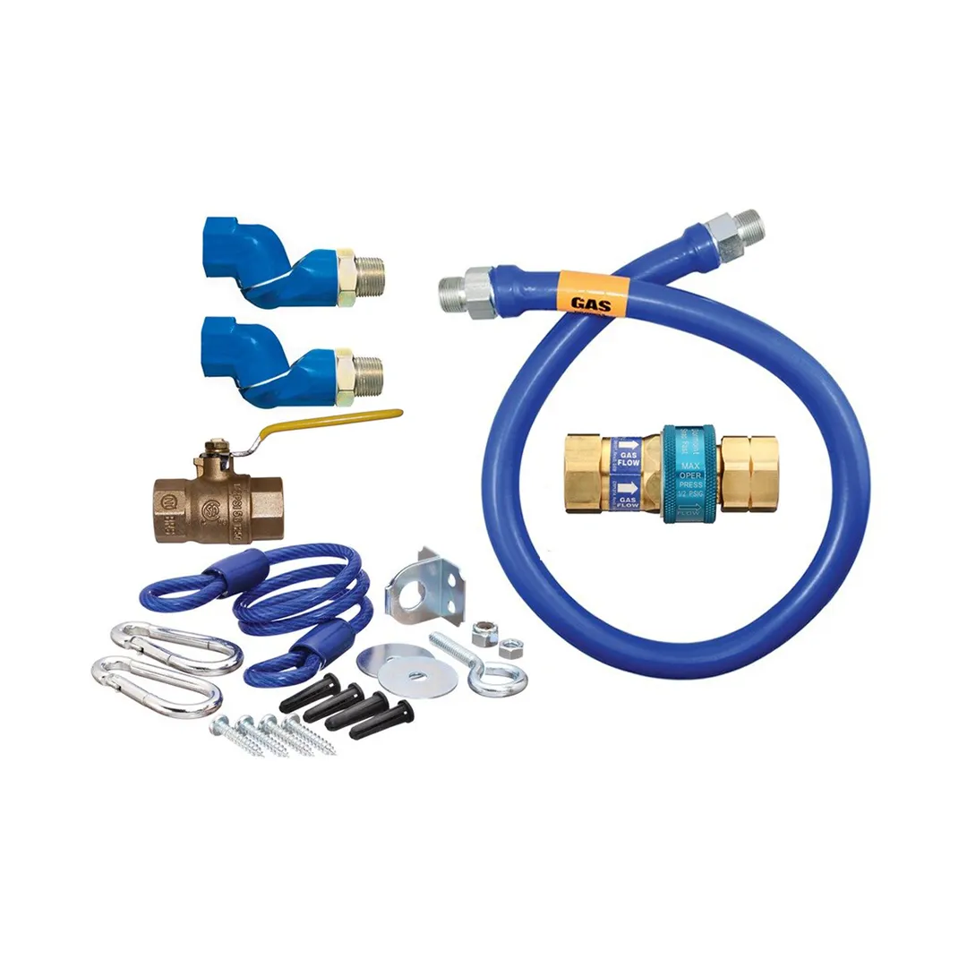 Dormont 16125KIT2S48 Deluxe SnapFast 48" Gas Connector Kit, Two Swivels, Safety Set, 1-1/4" Diameter