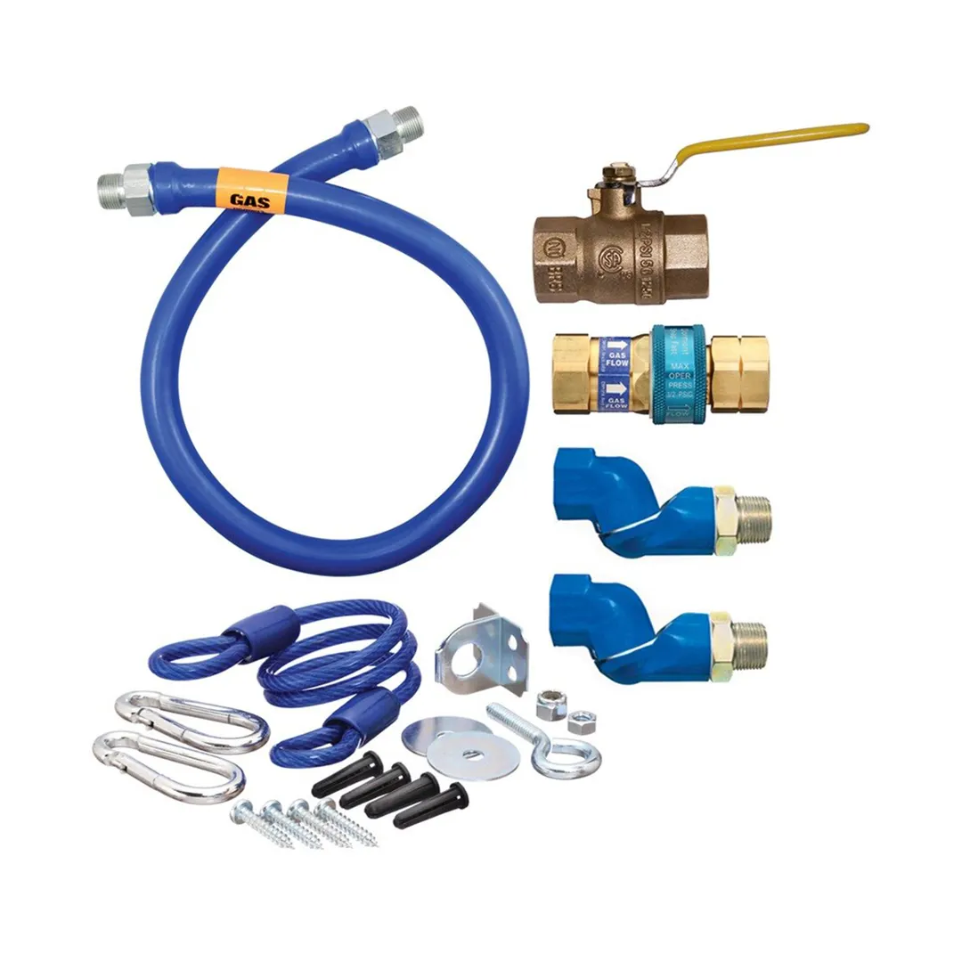Dormont 16125KIT2S72 Deluxe SnapFast 72" Gas Connector Kit, Two Swivels, Restraining Cable, 1-1/4" Diameter