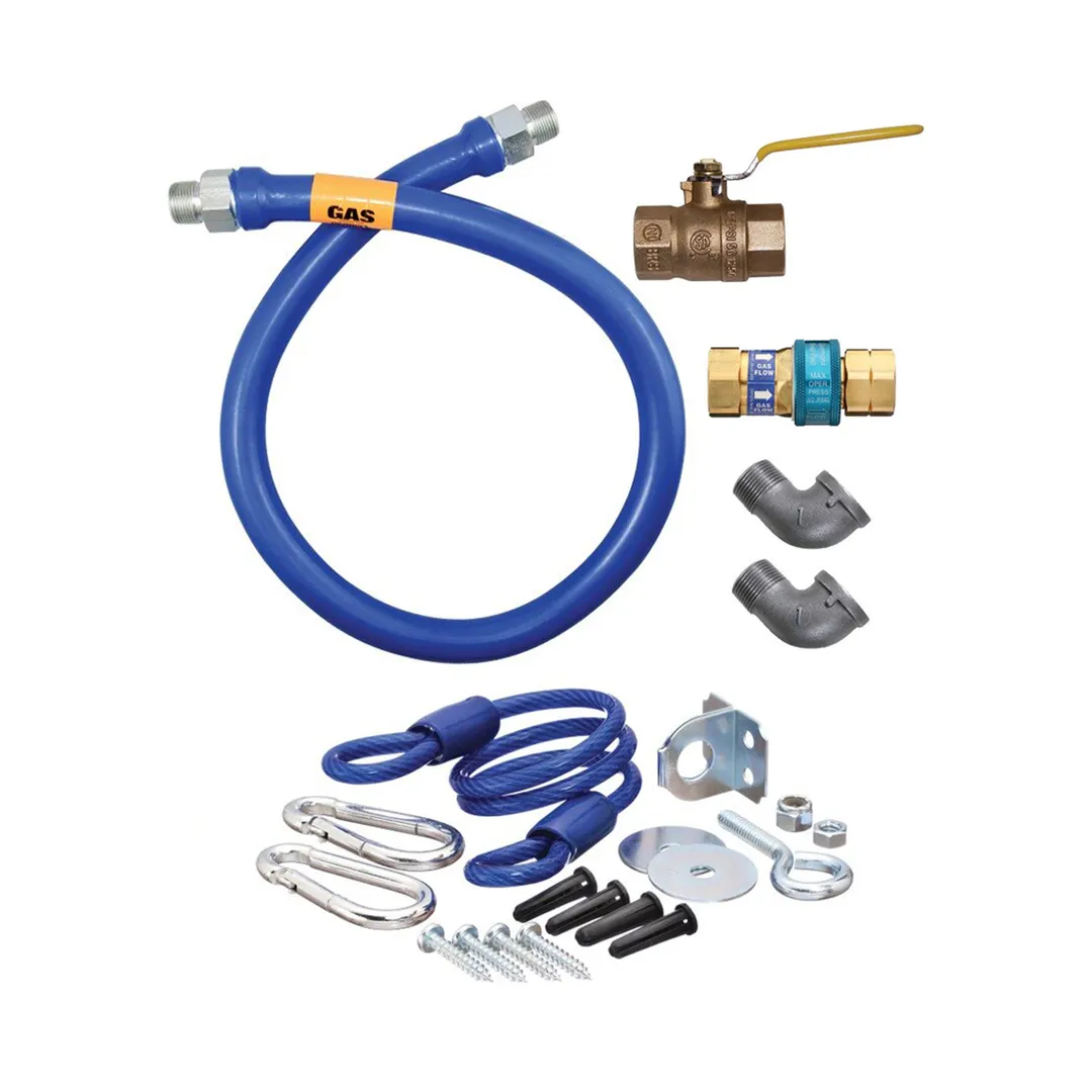 Dormont 16125KIT36 Deluxe SnapFast 36" Gas Connector Kit, Two Elbows, Restraining Cable, 1-1/4" Dia.