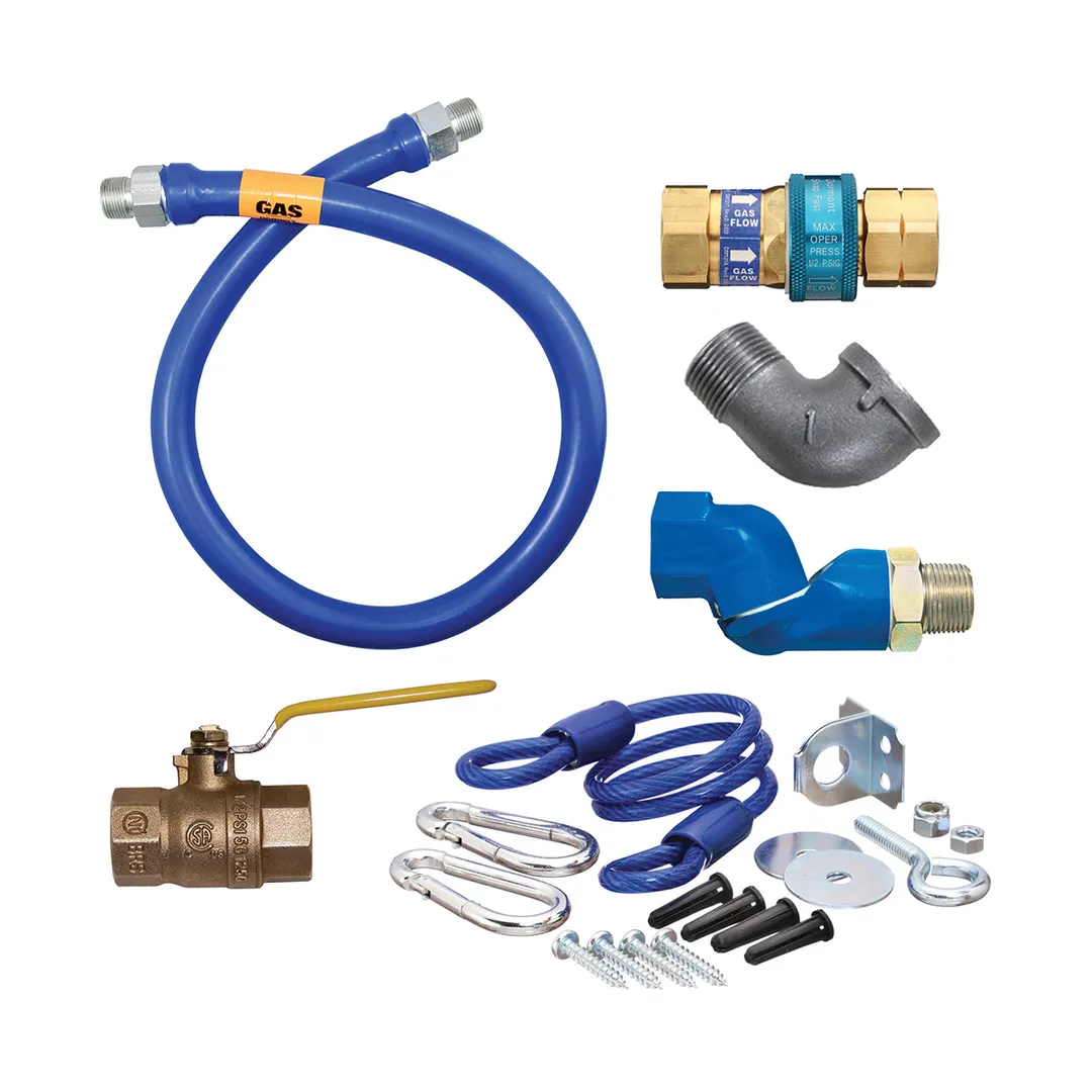 Dormont 16125KITS60 Deluxe SnapFast 60" Gas Connector Kit, Swivel MAX, Elbow, Restraining Cable