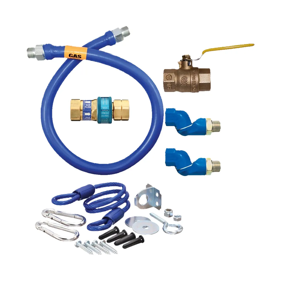 Dormont 1650KIT2S24 Deluxe SnapFast 24" Gas Connector Kit, Two Swivels, Restraining Cable, 1/2" Dia