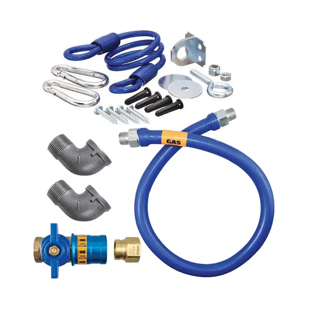 Dormont 1650KITCF72 Deluxe Safety Quik 72" Gas Connector Kit, Two Elbows, Restraining Cable, 1/2" Dia