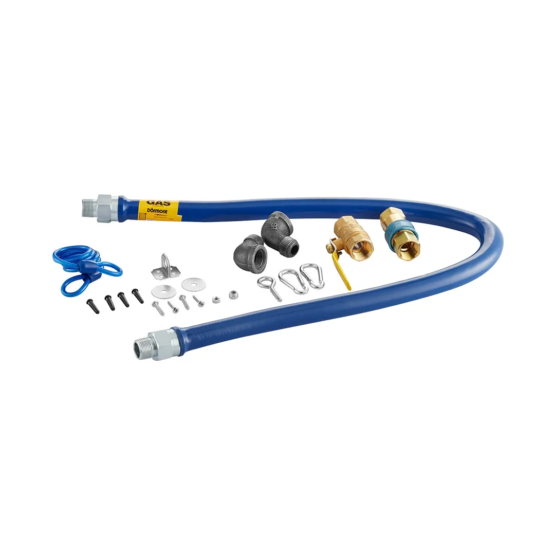 Dormont 1675KIT48 Deluxe SnapFast 48" Gas Connector Kit, Two Elbows, Restraining Cable, 3/4" Dia