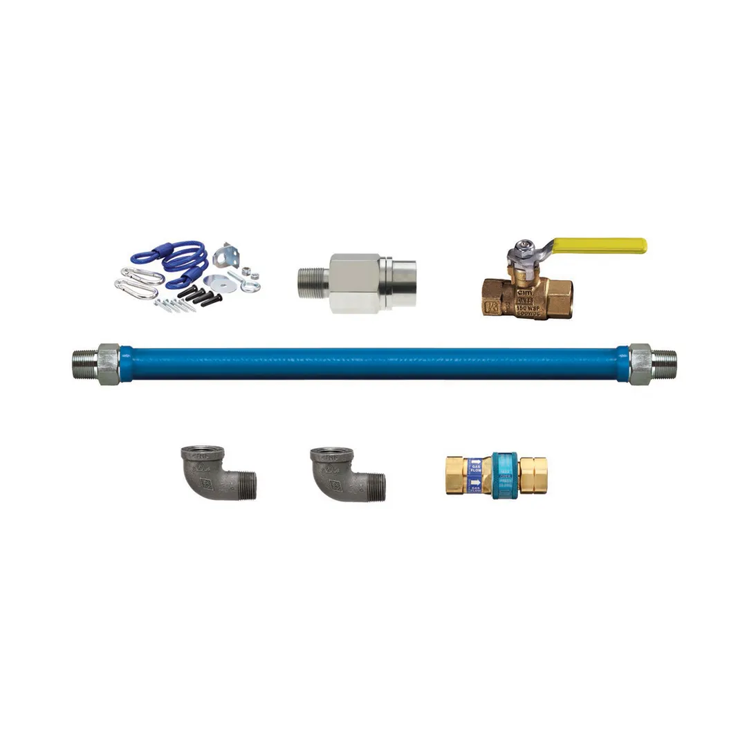 Dormont 1675KIT48EFV Blue Hose Moveable Gas Connector Kit w/ Excess Flow Value, 2 Elbows