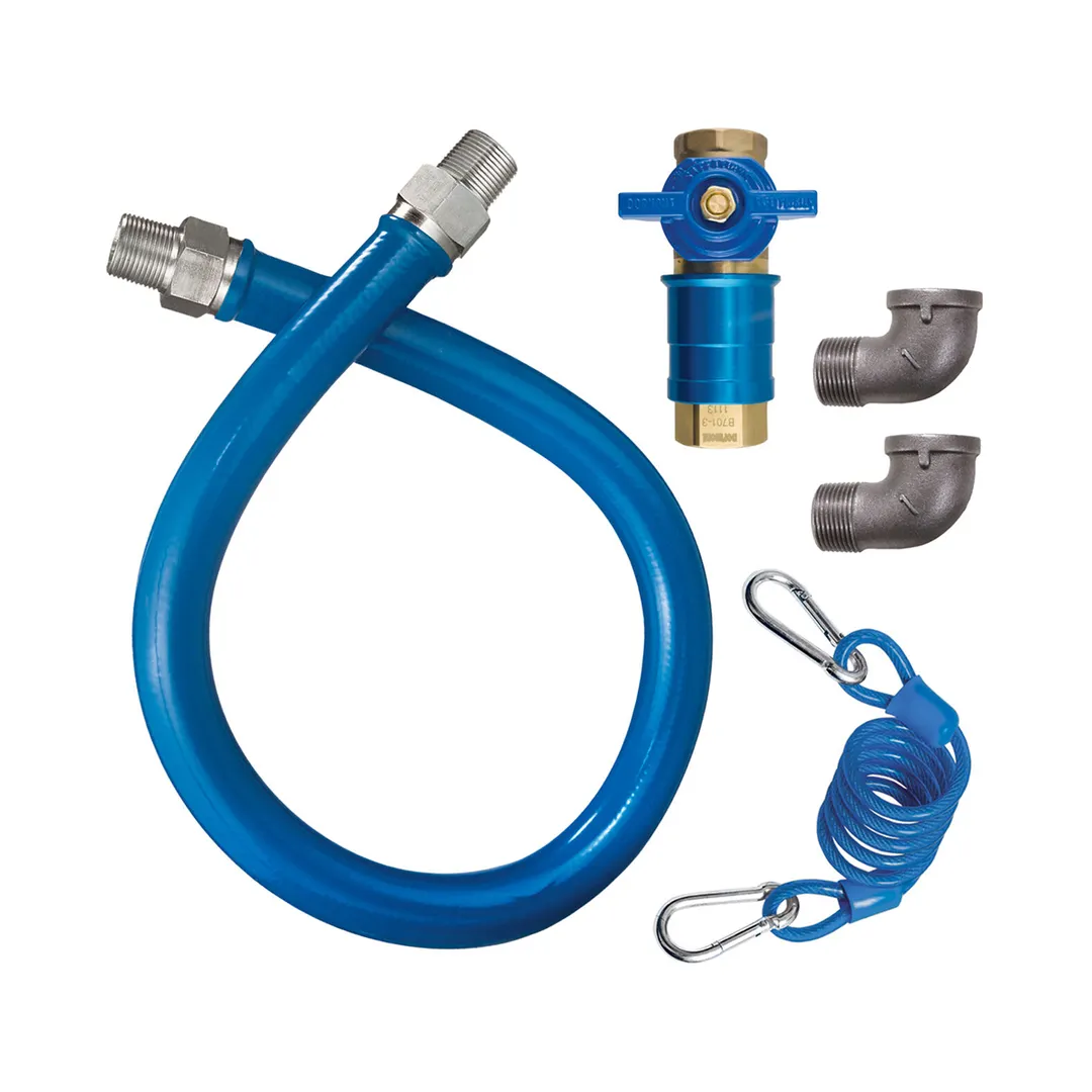 Dormont 1675KITCF60 Deluxe Safety Quik 60" Gas Connector Kit, Two Elbows, Restraining Cable, 3/4" Dia