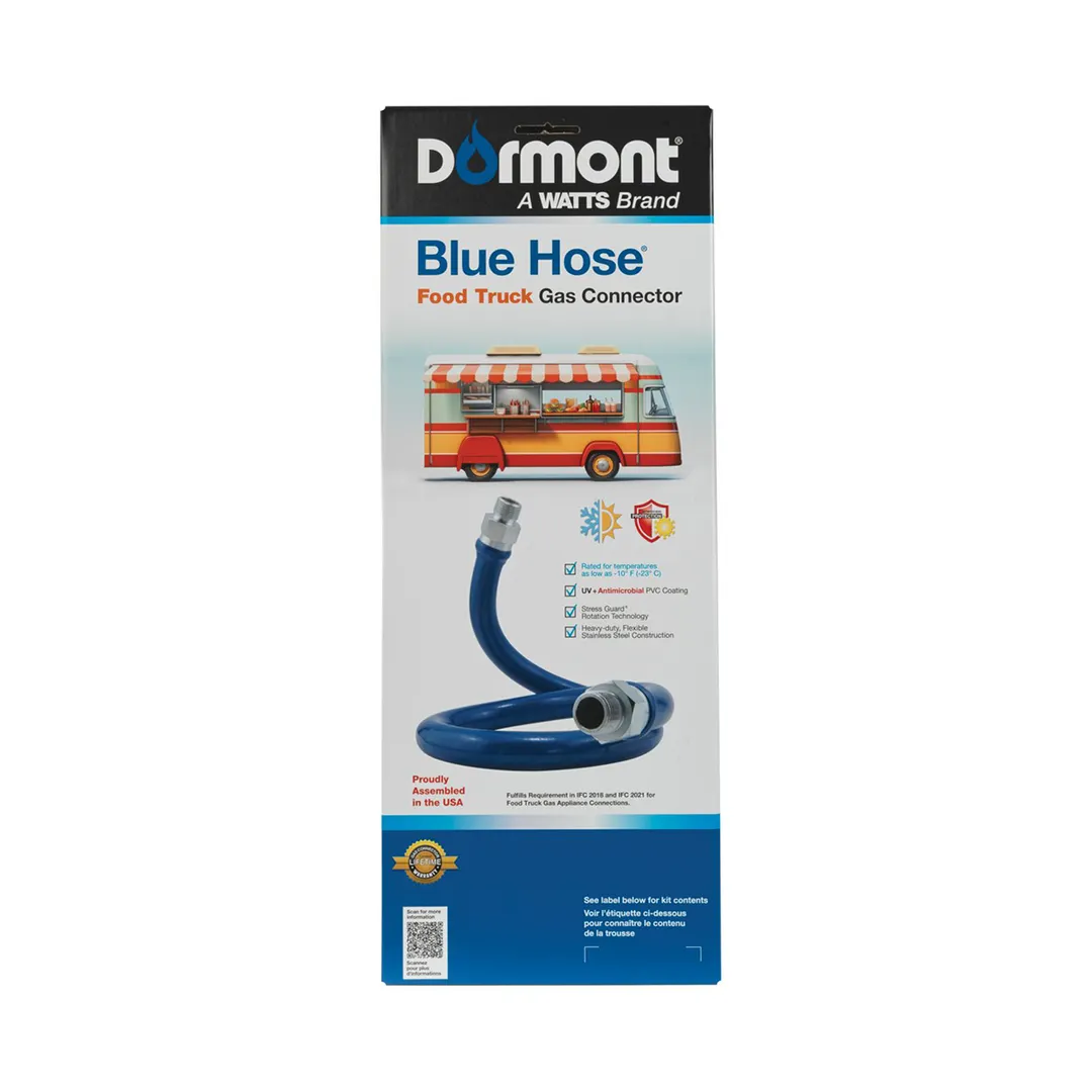 Dormont CAN16100BPV24BXFT 24" Blue Hose Food Truck Gas Connector Kit w/ Two Elbows, 1" Dia