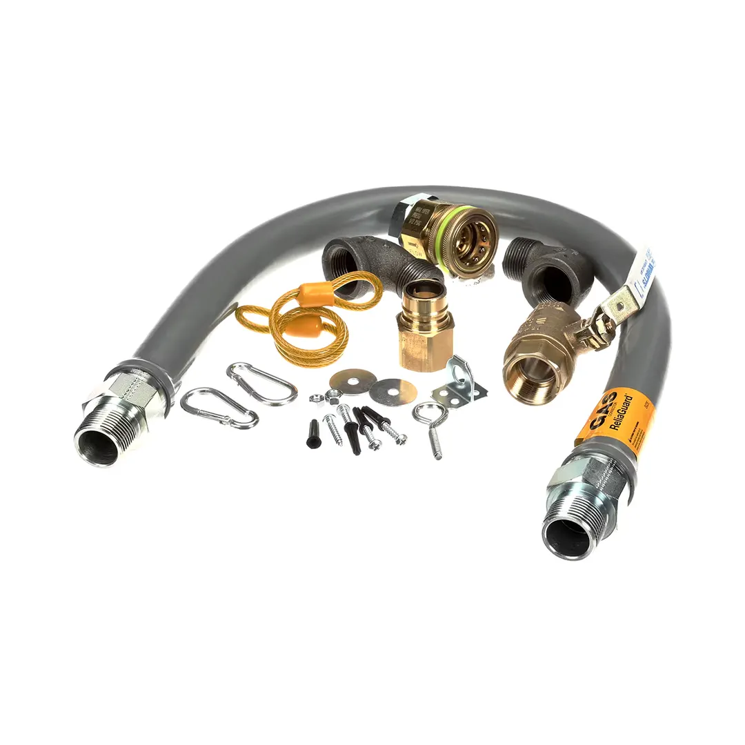 Dormont RG10036 36" ReliaGuard Foodservice 1" Gas Connector Kit, Quick Disconnect, 2 Elbows, Restraining Cable