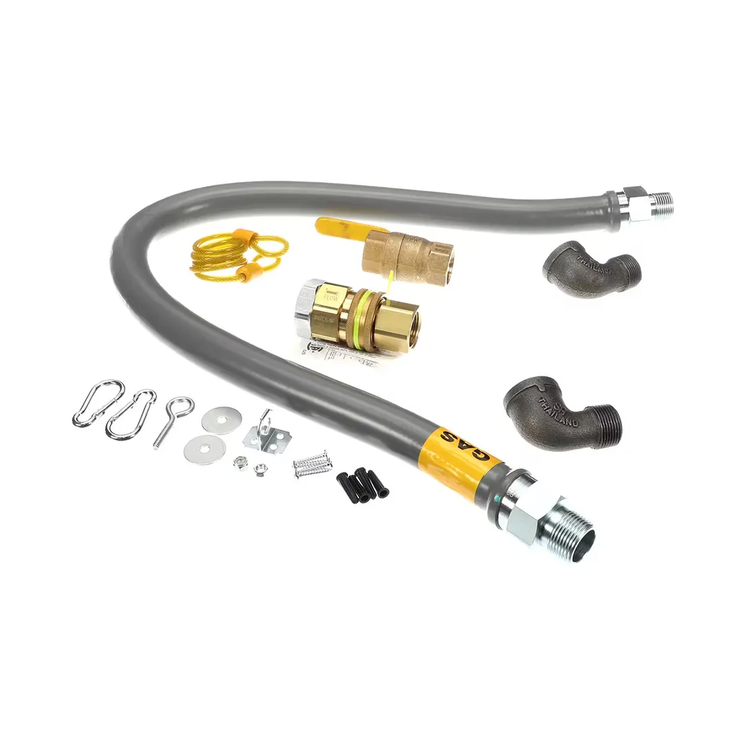 Dormont RG10048 48" ReliaGuard Foodservice 1" Gas Connector Kit, Quick Disconnect, 2 Elbows, Restraining Cable 