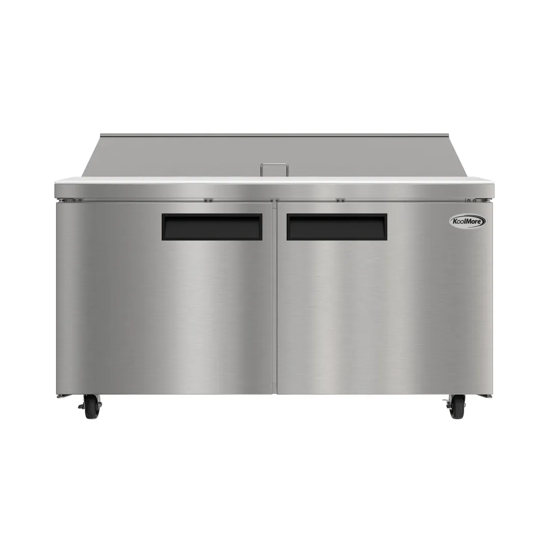 Koolmore KM-PTR60-2D 60" 2-Door Sandwich and Salad Prep Table, 16 Pans