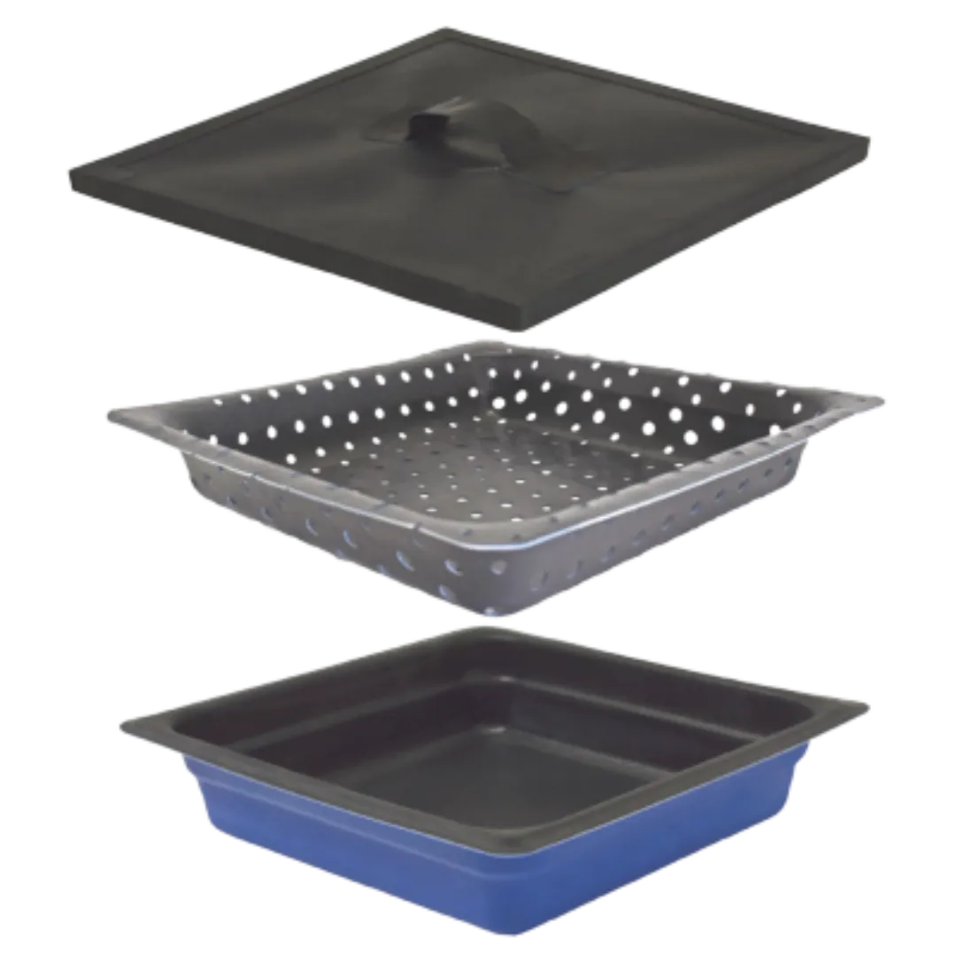 Pratica Products Inc 200219 Steamer 3-Pc Set, 9 3/5" W x 9 3/5" D x 2 3/5" H, Rocket, Fit, Forza