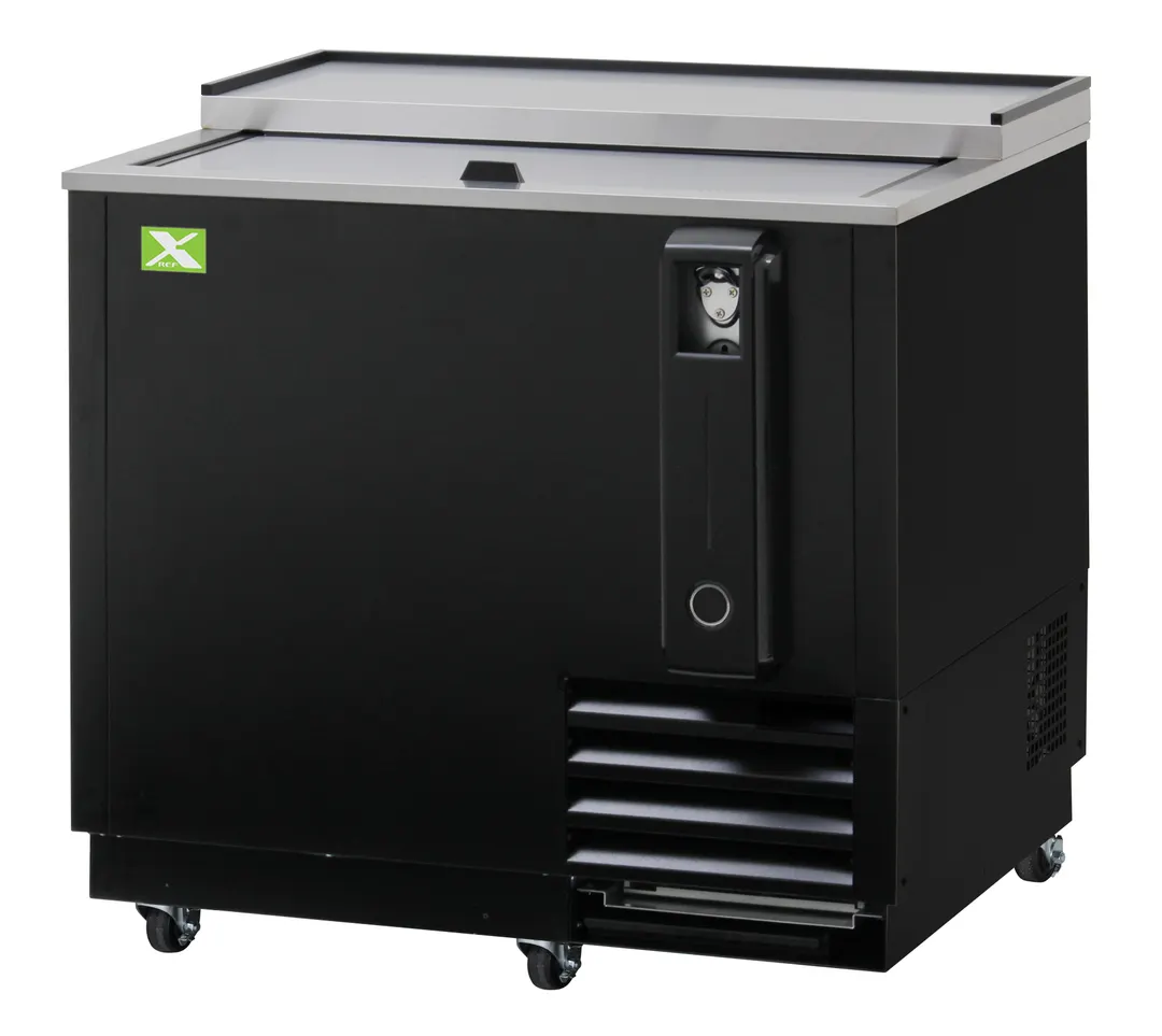 RefrigerationX XBC-36SB-N6 Bottle Cooler, 36W x 26D x 33H, 8.5 cu.ft., Black, 1/8 Comp., Cap Opener