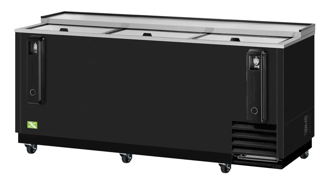 RefrigerationX XBC-80SB-N6 Bottle Cooler, 80½"W x 26½"D x 33¼"H, 22.6 cu.ft., Black Steel Forced Air