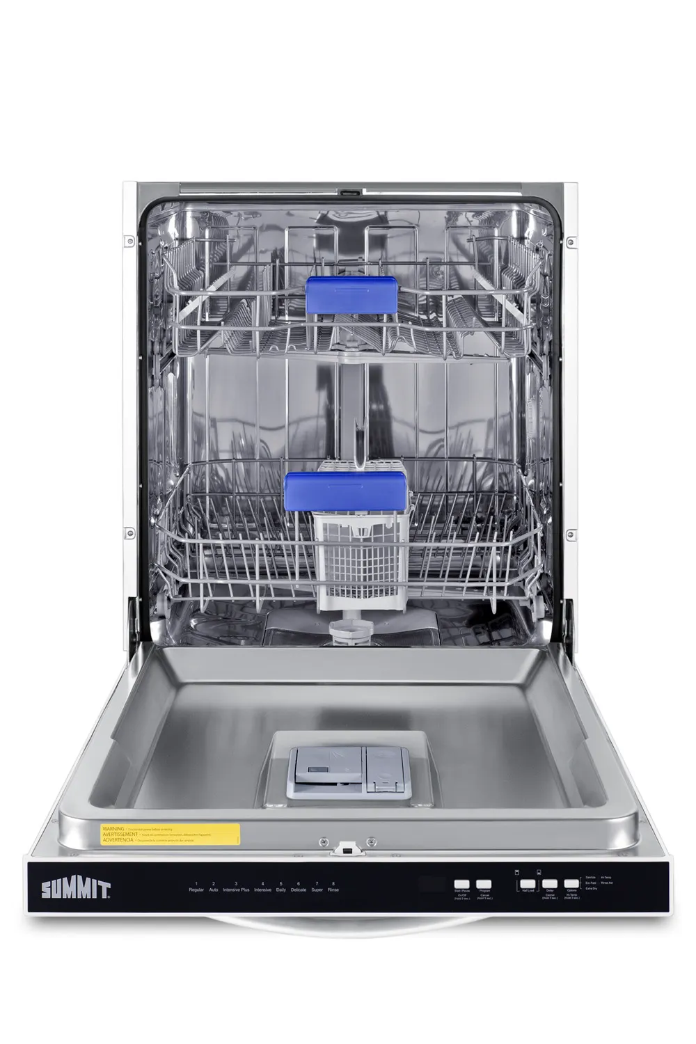 Summit DW242WADA 24" Residential Built-in Dishwasher, Stainless Steel / 8 Wash Programs - Black Door