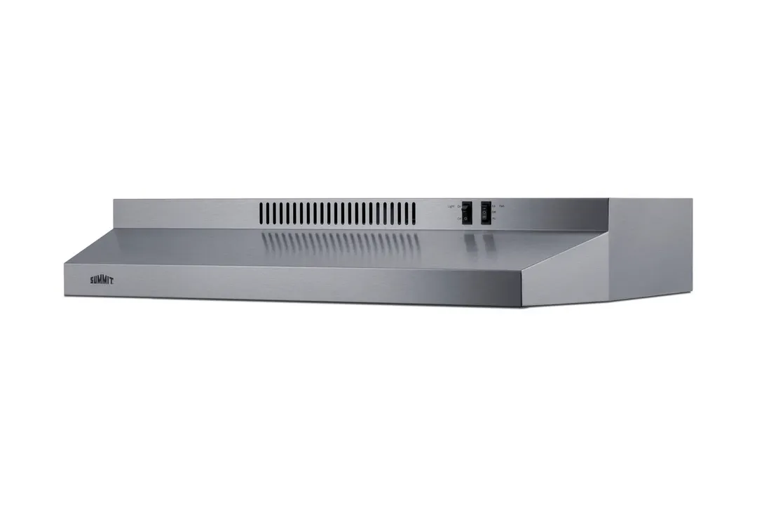 Summit H30RSS Under Cabinet Range Hood, 30" Steel, 115V 2‑Speed Fan, Switch, Light & Bulb, Charcoal Filter