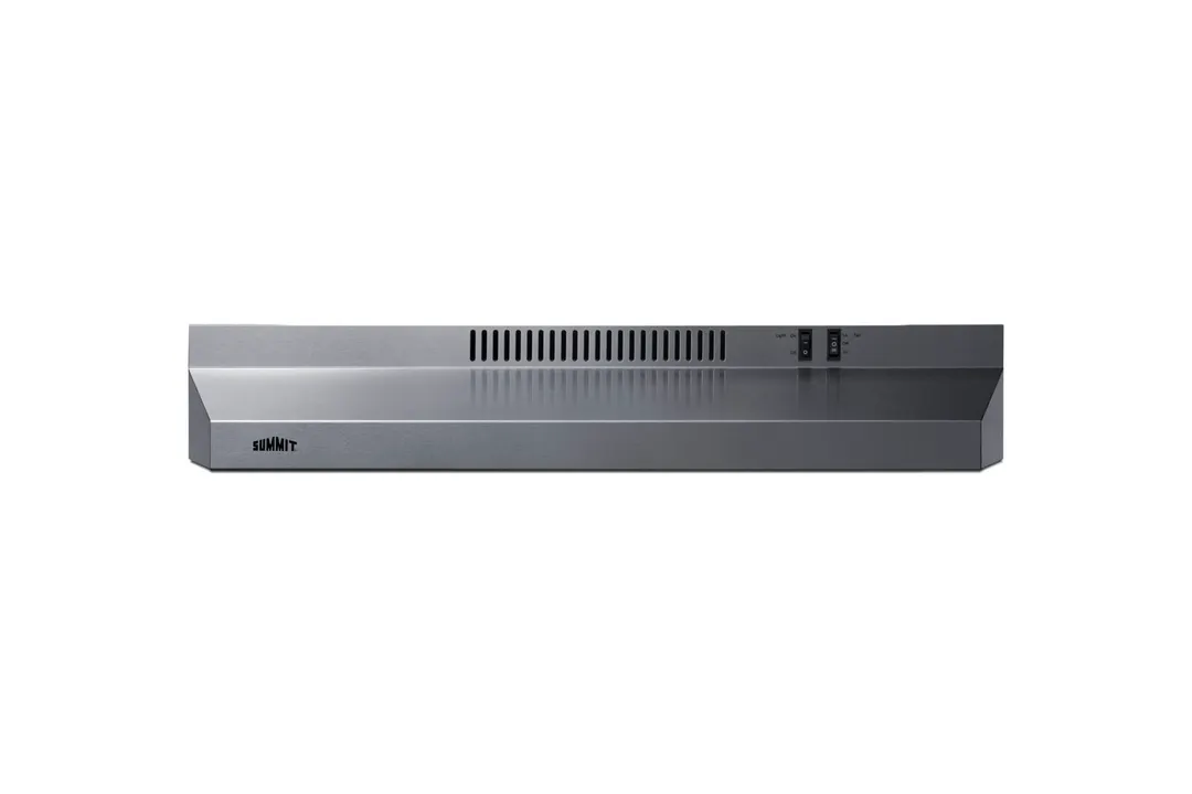 Summit H30RSS Under Cabinet Range Hood, 30" Steel, 115V 2‑Speed Fan, Switch, Light & Bulb, Charcoal Filter