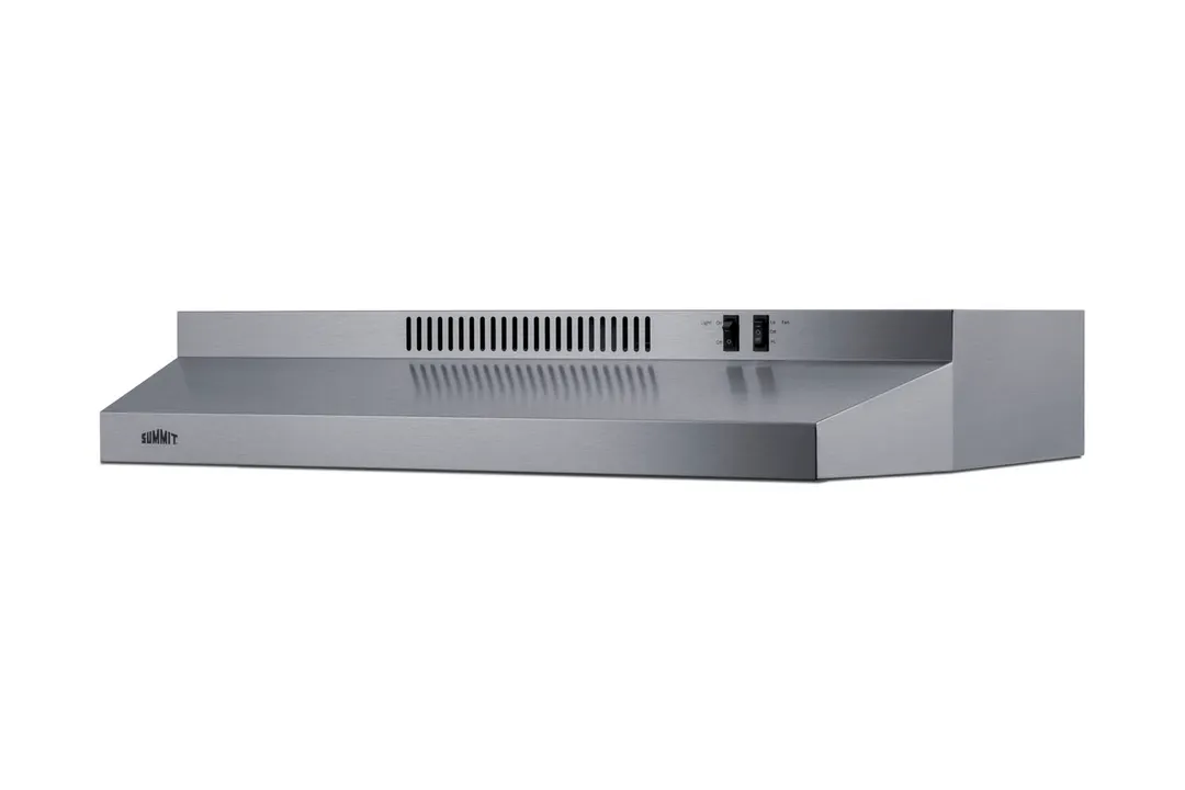 Summit H30RSSADA Under Cabinet Convertible Range Hood, 30" Stainless Steel, Two‑Speed Fan, Rocker Switch, Light & Bulb Included, Charcoal & Removable Metal Grease Filters, Top or Rear Exhaust, ETL Certified