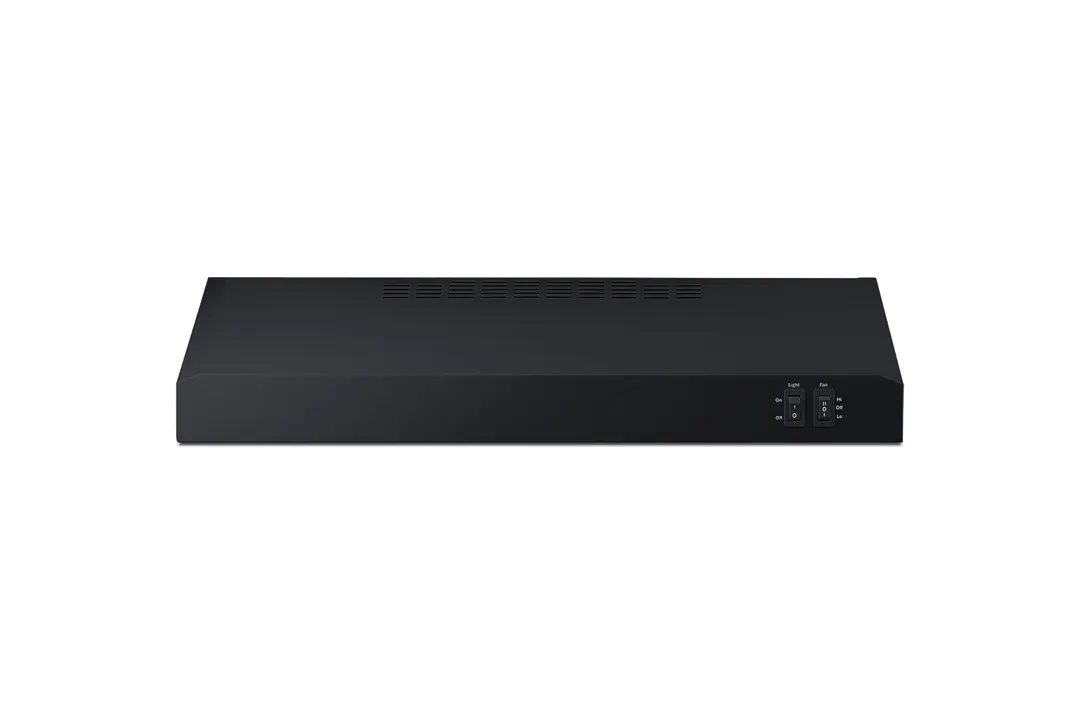 Summit HC24BB - 24" Black Under Cabinet Range Hood, Convertible Ducted/Recirculating, 200 CFM Blower, Multi‑Speed Fan, Charcoal‑Aluminum Mesh Filter, Rocker Switch, ETL Certified, 115V Hard‑Wired