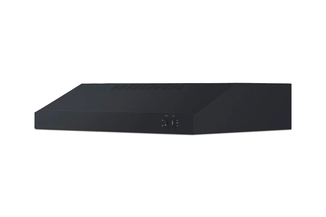 Summit HC24BB - 24" Black Under Cabinet Range Hood, Convertible Ducted/Recirculating, 200 CFM Blower, Multi‑Speed Fan, Charcoal‑Aluminum Mesh Filter, Rocker Switch, ETL Certified, 115V Hard‑Wired