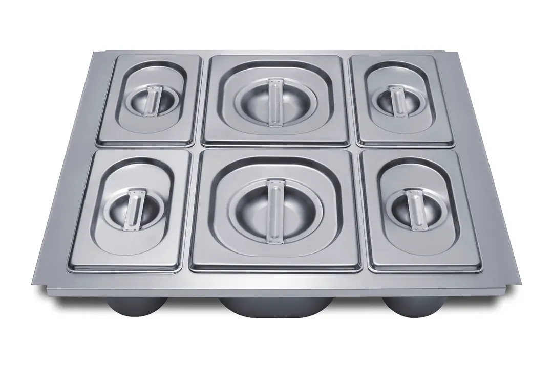 Summit KITADRD24 Drawer Pan Kit – 6 Stainless Pans (4×1/9, 2×1/6) with Lids, Fit Top Drawer, Install