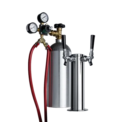Summit KITCFTWIN Cold Brew Coffee Tap Kit with Nitrogen Tank - 3"x3"x12" Dual Stainless Draft Towers