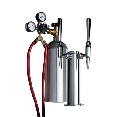 Summit KITNCFTWIN Nitro Coffee Tap Kit with Nitrogen Tank - 3"x3"x12" Stainless Draft Towers