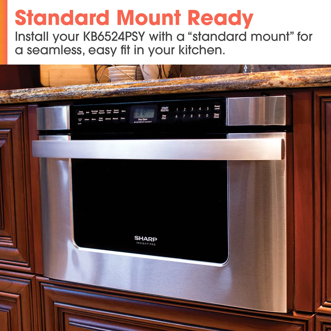 Sharp KB6524PSY 24" 950 Watt Microwave Drawer Oven, 1.2 Cu. Ft., Touch Control, S. Steel, 120V