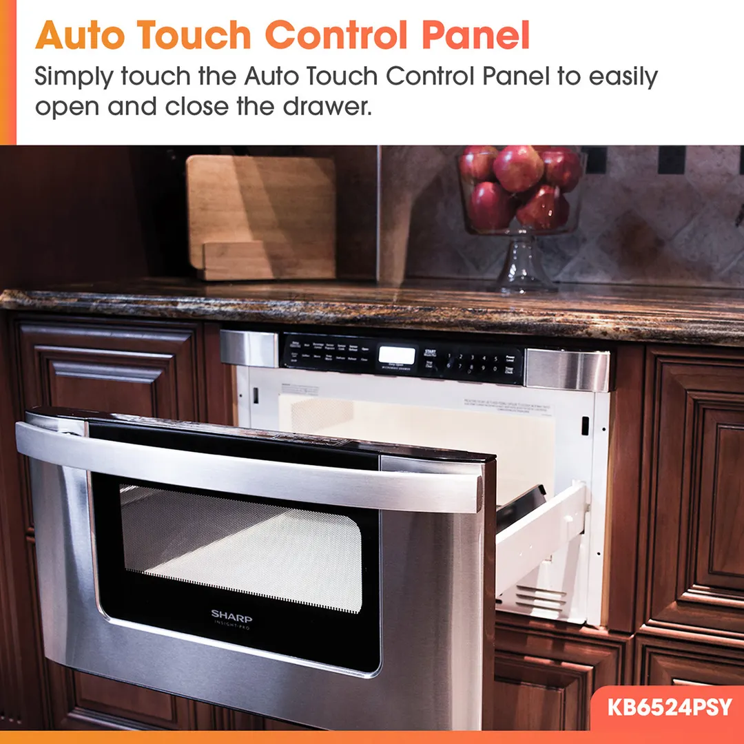 Sharp KB6524PSY 24" 950 Watt Microwave Drawer Oven, 1.2 Cu. Ft., Touch Control, S. Steel, 120V